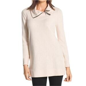 Chico's Zenergy Chloe Pink Pullover Sweatshirt Tunic Zip Collor Size 2/Large